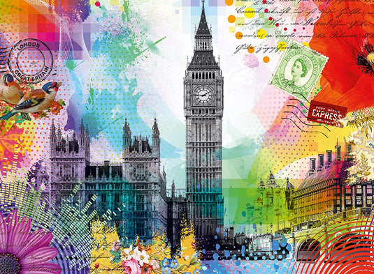 London Postcard 500 Piece Jigsaw Puzzle by Ravensburger - 1