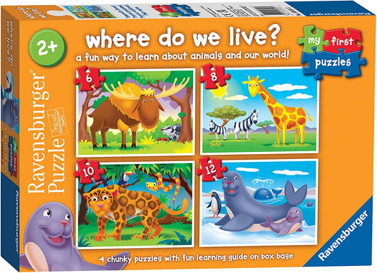 My First Puzzle  Where do We Live 6, 8, 10, 12 Piece Jigsaw Puzzles by Ravensburger - 1