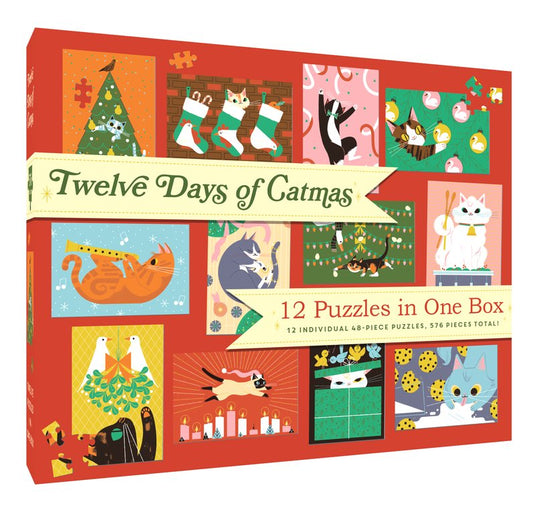 Twelve Days of Catmas 12x 48 Piece Jigsaw Puzzle Set - 1