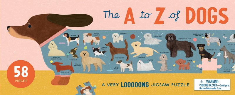 The A to Z of Dogs 58 Piece Shaped Jigsaw Puzzle