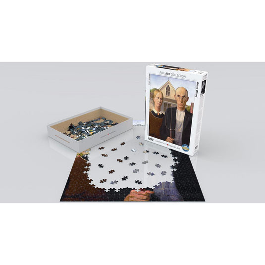 American Gothic by Grant Wood 1000 Piece Jigsaw Puzzle by Eurographics - 3