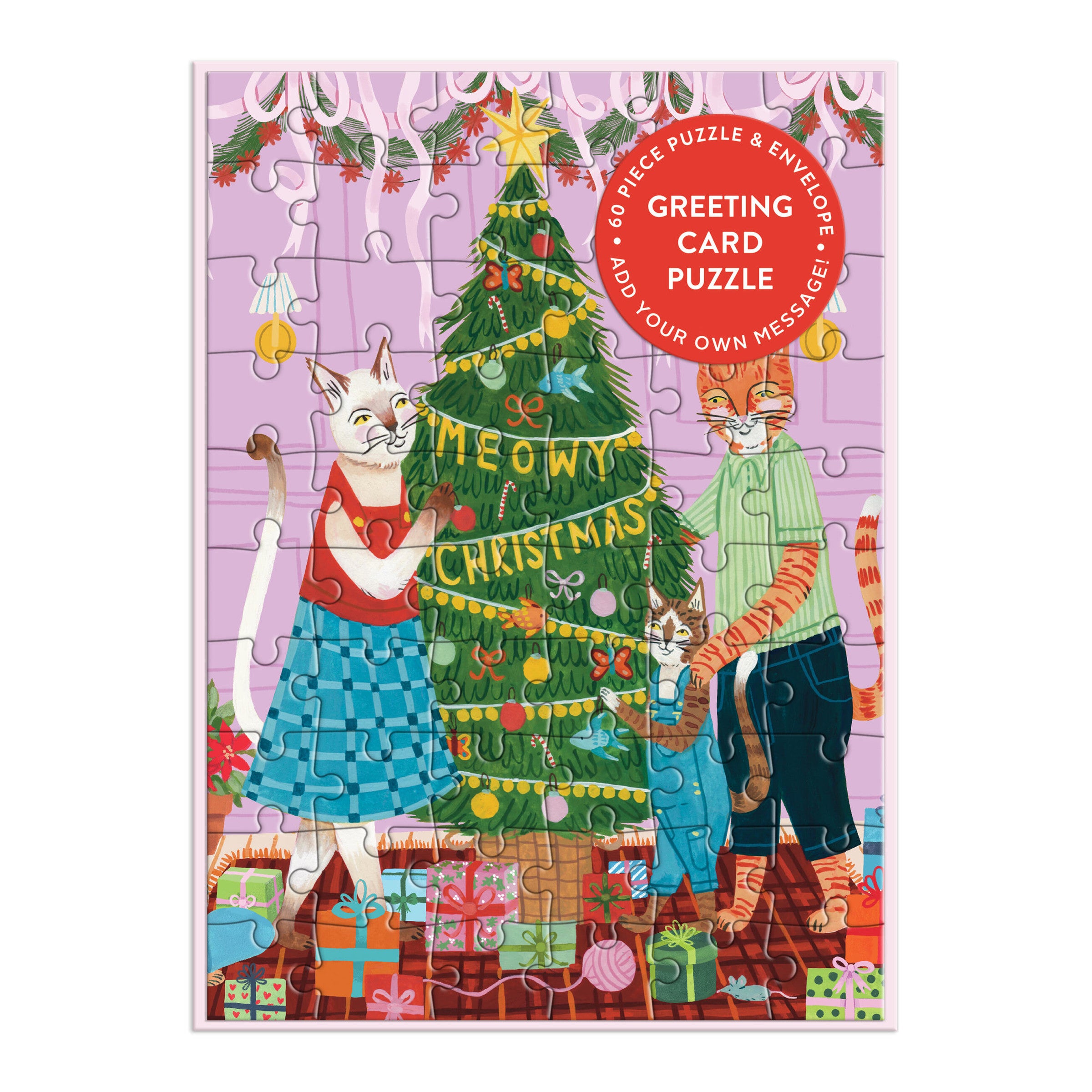 Meowy Christmas Greeting Card Puzzle