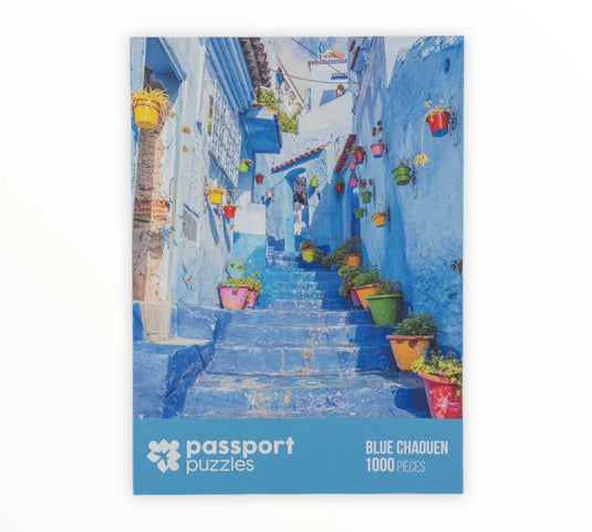 Blue Chaouen 1000 Piece Jigsaw Puzzle by Passport Puzzles