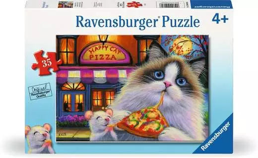 Happy Cat Pizza 35 Piece Jigsaw Puzzle by Ravensburger - 1