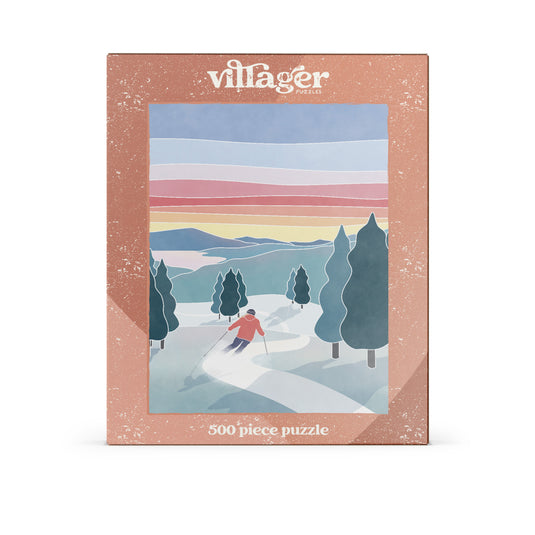 Sunset Ski 500 Piece Jigsaw Puzzle by Villager Puzzles - 1