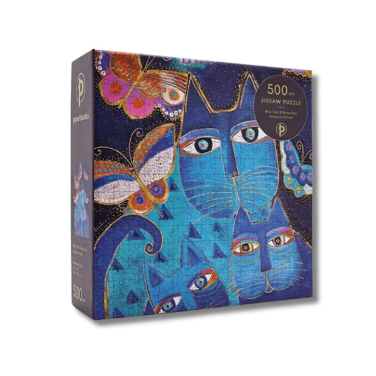 Blue Cats & Butterflies Jigsaw Puzzle by PaperBlanks - 1