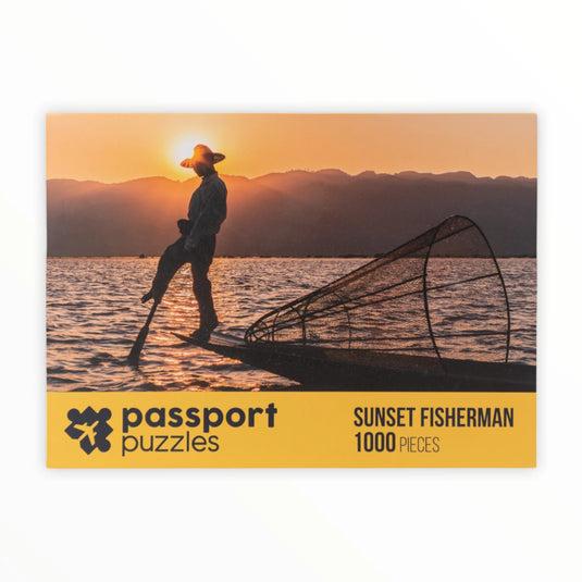 Sunset Fisherman 1000 Piece Jigsaw Puzzle by Passport Puzzles