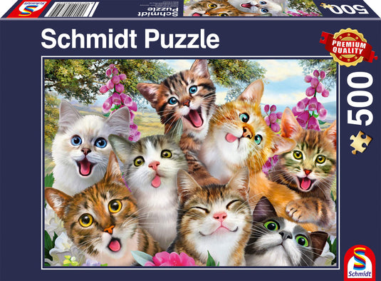 Cat Selfie 500 Piece Jigsaw Puzzle by Schmidt Puzzle - 1
