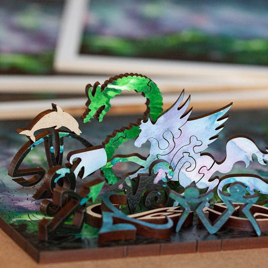 The Skyline Was Beautiful on Fire by Steve Driscoll 390 Piece Wooden Jigsaw Puzzle by Stumpcraft