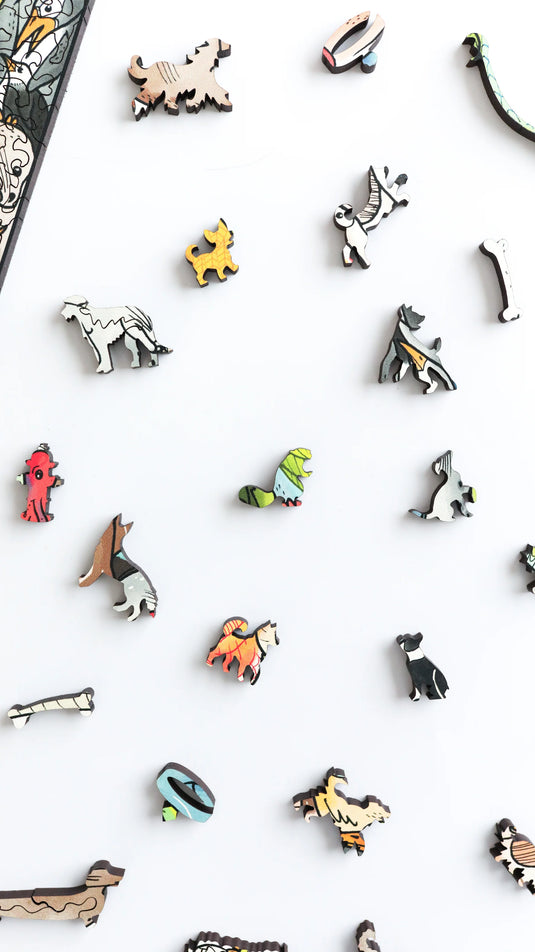 Canine Conundrums by Cedarfell 706 Piece Wooden Jigsaw Puzzle by Stumpcraft