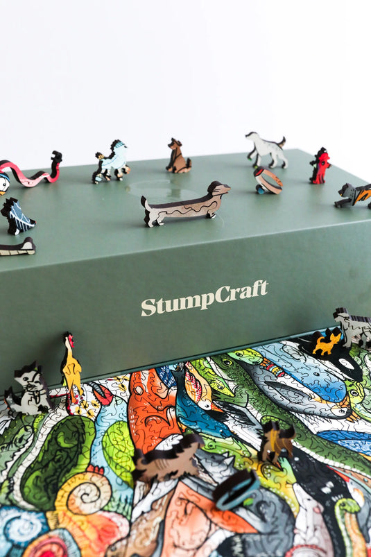 Canine Conundrums by Cedarfell 706 Piece Wooden Jigsaw Puzzle by Stumpcraft