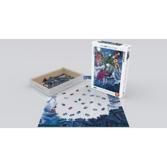 The Blue Violinist by Chagall 1000 Piece Jigsaw Puzzle by Eurographics - 3