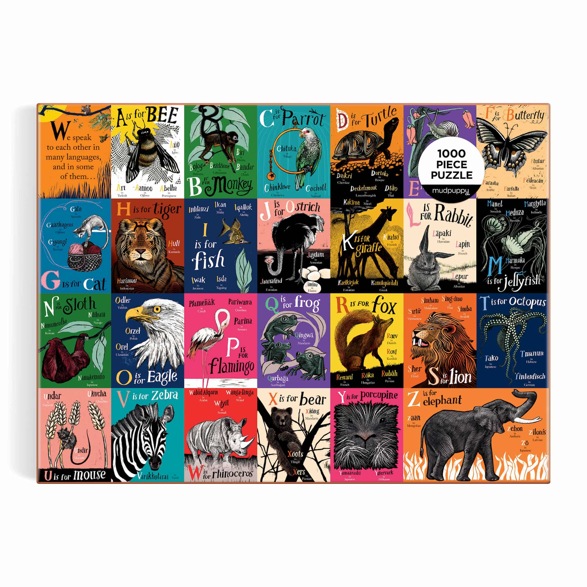 A is for Bee: An Alphabet in Translation 1000 Piece Family Puzzle by Galison