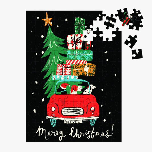 Christmas Car 130 Piece Mini Jigsaw Puzzle Ornament by Galison