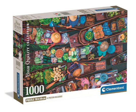 Thai Floating Market 1000 Piece Jigsaw Puzzle by Clementoni Puzzles - 1