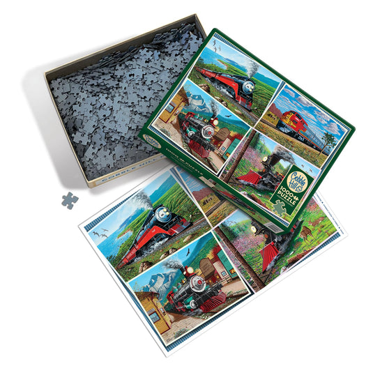 Historic Locomotives 1000 Piece Jigsaw Puzzle by Cobble Hill - 2