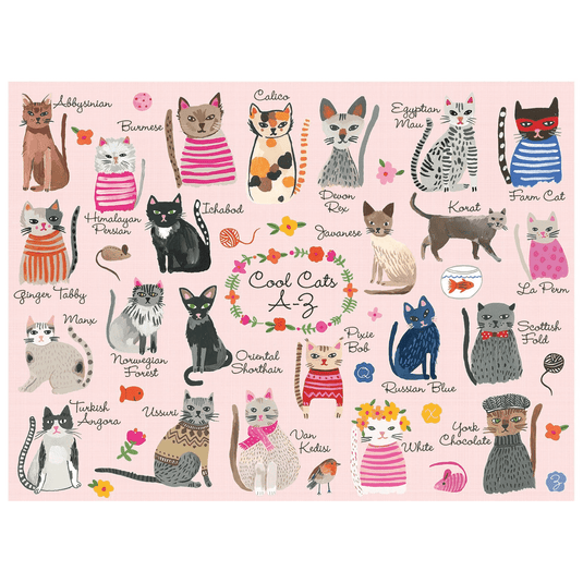Cool Cats A-Z 1000 Piece Puzzle by Galison - 2