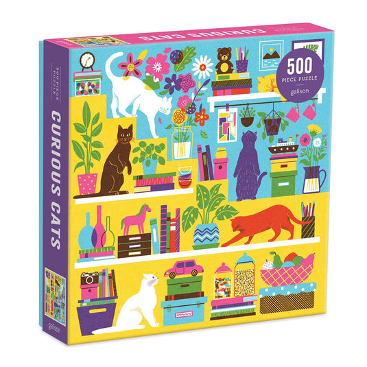 Curious Cats 500 Piece Jigsaw Puzzle by Galison - 1