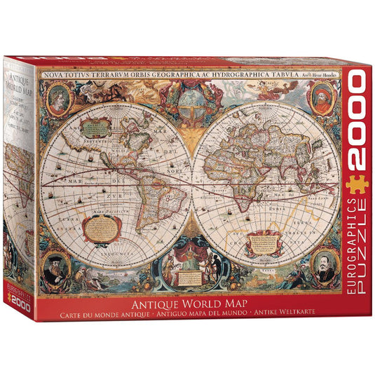 Antique World Map 2000 Piece Jigsaw Puzzle by Eurographics - 1