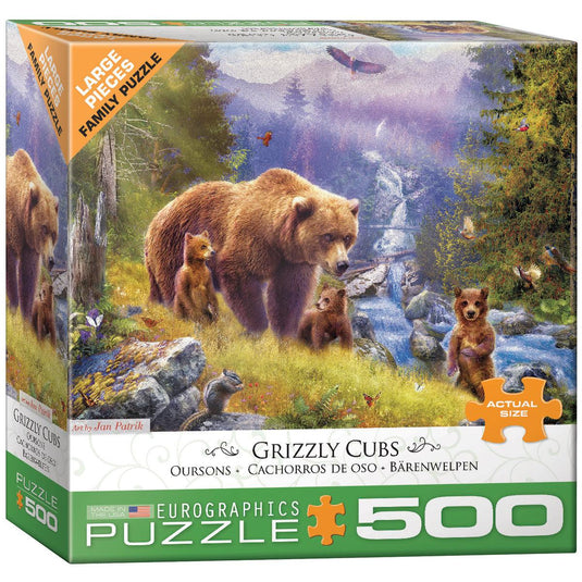 Grizzly Cubs by Jan Patrik 500 Piece Jigsaw Puzzle by Eurographics - 1