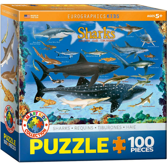 Sharks 100 Piece Jigsaw Puzzle by Eurographics - 1