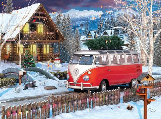 VW Christmas Bus Tin 550 Piece Jigsaw Puzzle by Eurographics - 2