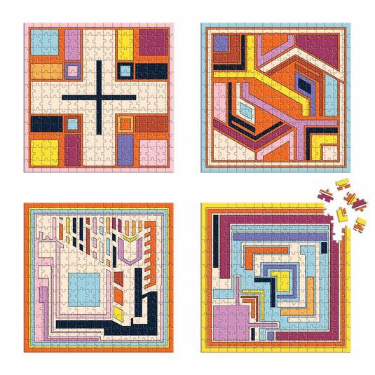 Textile Blocks Set of 4x 200 Piece Jigsaw Puzzles by Galison - 3