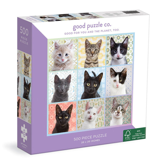 Good Puzzle Co. Cat Portraits 500 Piece Jigsaw Puzzle by Galison - 1