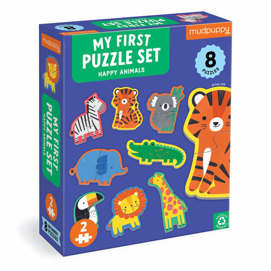 Happy Animals 2 Piece Jigsaw Puzzle by Galison - 1