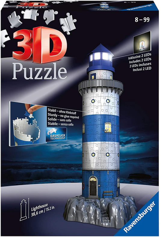 Lighthouse - Night Edition 3D 216 Piece 3D Puzzle by Ravensburger - 1