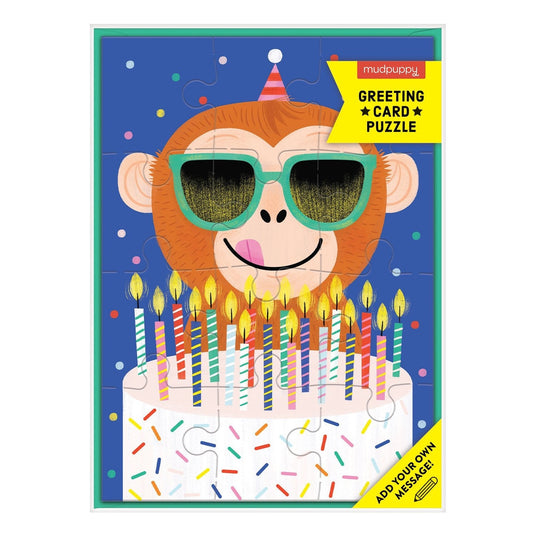 Monkey Cake Greeting Card Puzzle by Galison - 1
