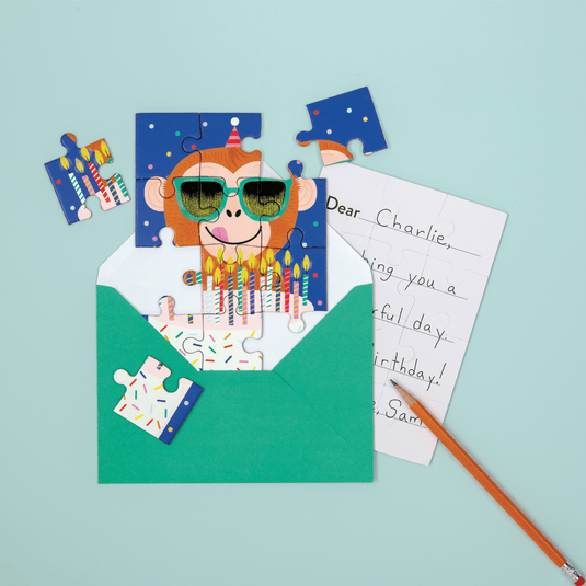 Monkey Cake Greeting Card Puzzle by Galison - 3