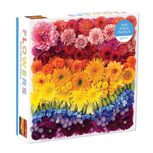 Rainbow Summer Flowers 500 Piece Jigsaw Puzzle by Galison - 1