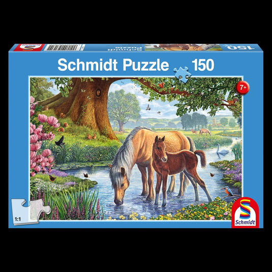 Horses By The Stream 150 Piece Jigsaw Puzzle by Schmidt Puzzle - 1