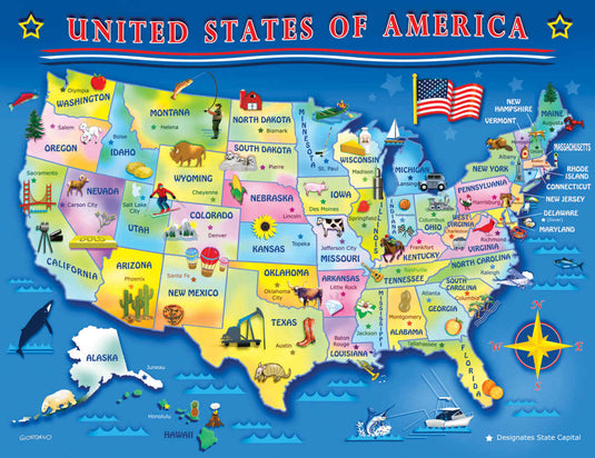 USA Map 60 Piece Jigsaw Puzzle by Springbok - 1