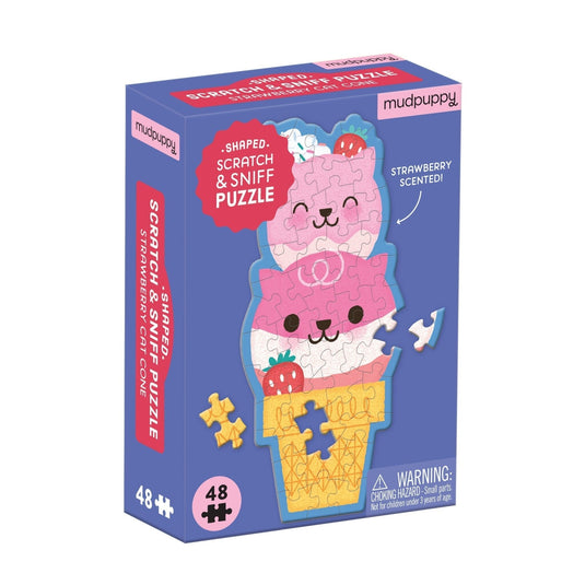 Strawberry Cat Cone 48 Piece Shaped Jigsaw Puzzle by Galison - 1