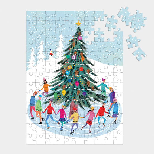 Tree Skaters 130 Piece Mini Jigsaw Puzzle Ornament by Galison