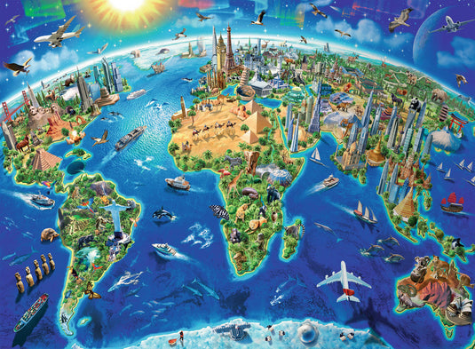 World Landmarks Map 300 Piece Jigsaw Puzzle by Ravensburger - 2